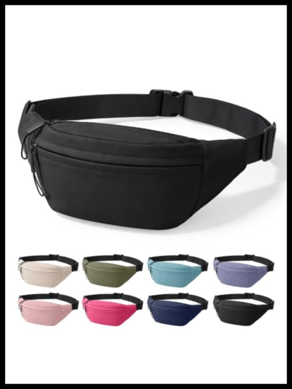 Nylon Waist Pack Crossbody Fanny Pack Running Belt 3 Zippered Pockets